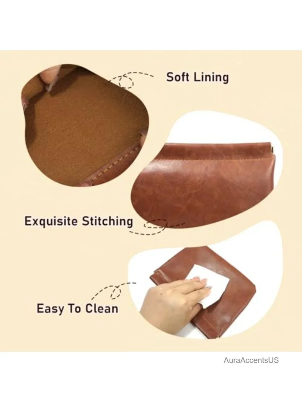 3 Pcs PU Leather Snap Closure Organizer Pouch Set Travel Cosmetic Bag
